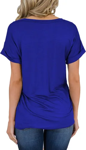 Miniatura 2 de MIHOLL - Camiseta holgada casual de manga corta con cuello en V para mujer
