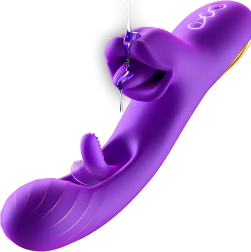 Luzine Vibradores Juguetes Sexuales para Mujeres, Juguetes para Adultos Vibrador Dildo de Lengua con 7 Modos de Lamer y Aletear, Vibrador de Empuje