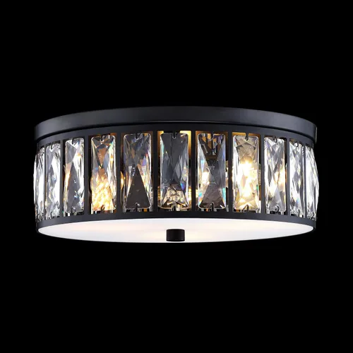 Miniatura 15 de Lámpara de techo de tambor de cristal cromada de 12 pulgadas, montaje semiempotrado, accesorio de granja para sala de estar, comedor, dormitorio