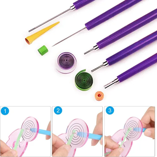 Miniatura 6 de Woohome Juego de 33 tiras de papel con 17 herramientas de quilling, 16 colores, 1600 tiras de papel con bolígrafo de quilling, papel de arte