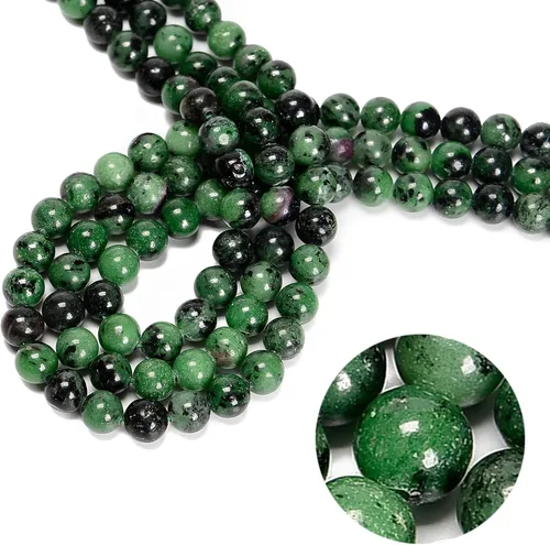 Miniatura 3 de JM Design Rubí Zoisite Cuentas redondas lisas 0.157 in 15.5" Hebra para la fabricación de joyas