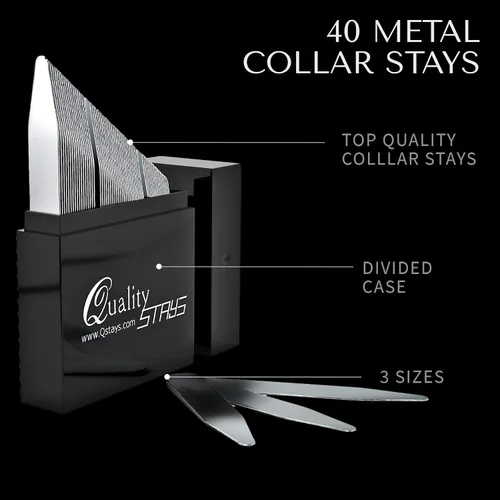 Miniatura 2 de Collar de metal para hombres – Juego de 40 estancias de cuello de camisa de vestir para hombres, 3 tamaños en una caja dividida por Quality Stays