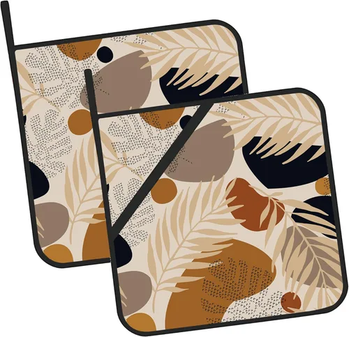 Juego de 2 soportes para ollas de hojas tropicales abstractas y bohemias, para horno, para cocinar, hornear, barbacoa, regalos para mujeres