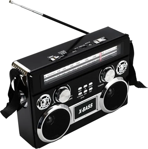 Miniatura 4 de Supersonic SC-1097BT Radio portátil de 3 bandas con Bluetooth y linterna, receptor M/FM/SW con reproducción de MP3, alta sensibilidad, antena