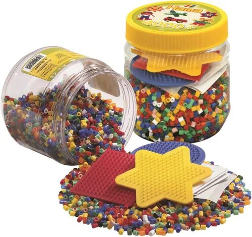 Miniatura 2 de Hama Fuse Beads 4,000 cuentas y tina de tablero de clavijas, juego creativo de manualidades para niños, artes y manualidades Amarillo