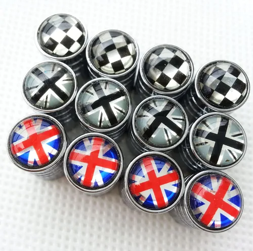 Zorratin funda para tornillo del rin, con diseño de la bandera del Reino Unido y diseño cuadriculado, cromada, negro (Black Jack)