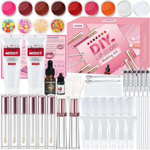 JCOOS Kit de brillo de labios, kit de fabricación de brillo de labios, kit de fabricación de brillo de labios para hacer tus propios suministros de