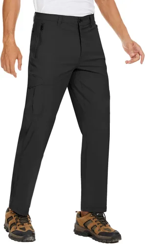 Miniatura 3 de PULI Pantalones de senderismo elásticos para hombre con 5 bolsillos, impermeables, ajustados, para golf, casual, viajes, trabajo, para hombre