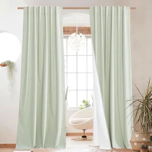 Miniatura 51 de NICETOWN Cortinas 100% opacas de 63 pulgadas de largo, 2 paneles de cortinas cortas con aislamiento térmico con forro para dormitorio, cortinas