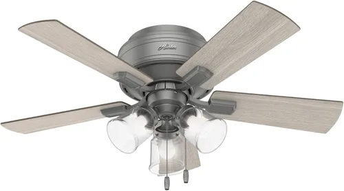 Miniatura 16 de Hunter Ventilador de techo interior de 52 pulgadas con luces LED y cadena de tracción, ventilador de techo de perfil bajo, 5 aspas, para dormitorio
