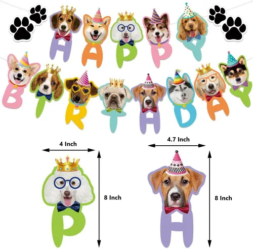 Miniatura 3 de TSJ Cartel de cumpleaños de perro de feliz cumpleaños, decoración de banderines para fiesta de cumpleaños, baby shower Banner de feliz cumpleaños
