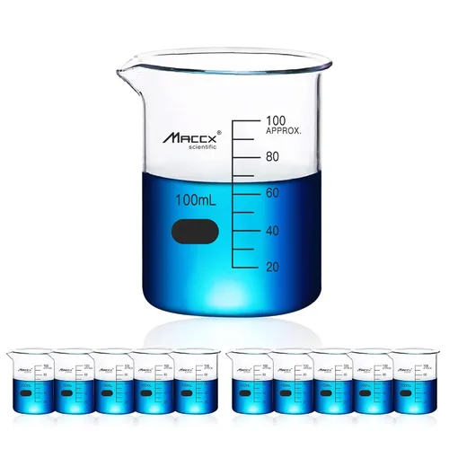 Miniatura 13 de Vaso de vidrio resistente de 3.4 onzas (3.4 fl oz), 3.3 Griffin de borosilicato de forma baja con graduación impresa, paquete de 4, BKL100-004