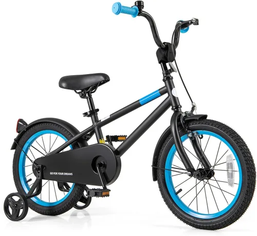 Miniatura 8 de BABY JOY Bicicleta infantil de macarones coloridos, de 12, 14, 16 y 18 pulgadas, bicicleta deportiva para niños con ruedas de entrenamiento