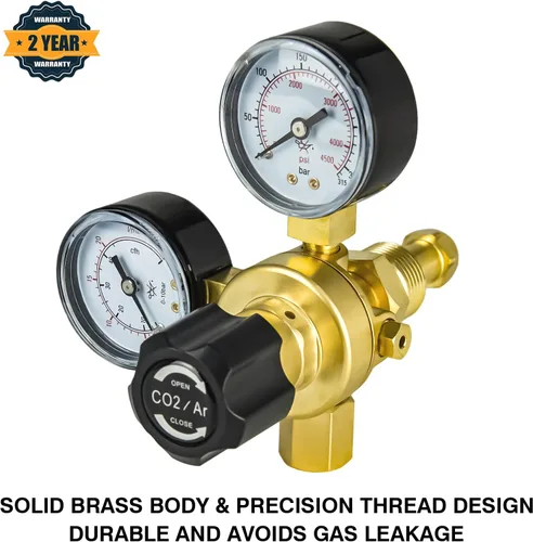 Miniatura 2 de Soldadura de gas de los medidores del regulador del argón del CO2, regulador del gas del argón 0-4500PSI para la soldadura de Mig Tig, conexión