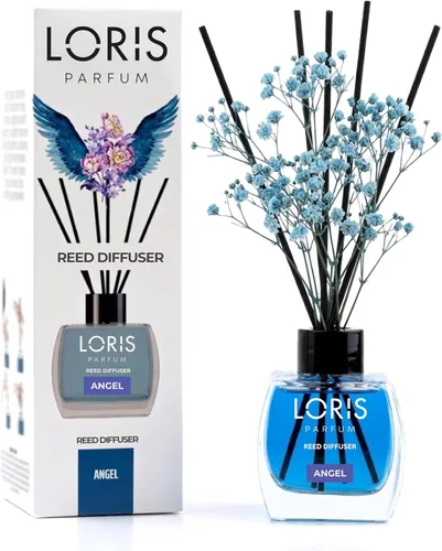 Loris Juego de difusor de varillas de ángel con flores secas, difusor de varillas para el hogar con varillas, difusor de baño y aroma de habitación,
