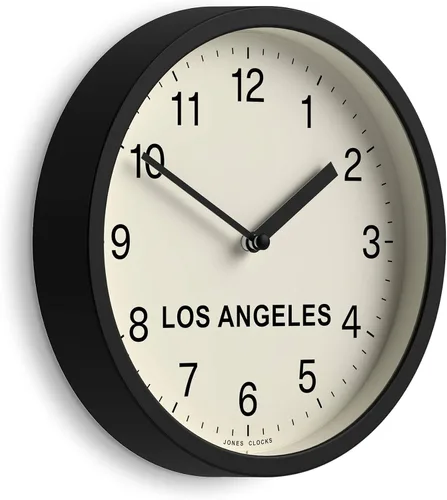 Miniatura 11 de JONES CLOCKS® London Time Zone Reloj de pared Reloj redondo pequeño y moderno 8 pulgadas Negro Números fáciles de leer Ideal para cocinas