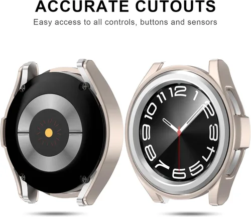 Miniatura 2 de Paquete de 2 + 4 fundas con protector de pantalla para Samsung Galaxy Watch 6 Classic de 1.693 in, JZK 2 Hard PC Bumper Case + 4 protectores