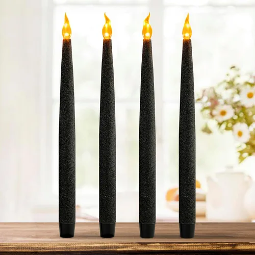 Miniatura 9 de FURORA LIGHTING Velas LED cónicas blancas con soportes dorados, paquete de 2 con temporizador de 5/19, elegante brillo sin llama para decoración