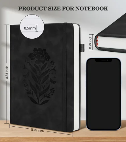 Miniatura 3 de Cuaderno de diario con líneas para mujeres, A5 de tapa dura de cuero rosa para escribir, 200 páginas, diario de viaje diario, cuaderno grueso