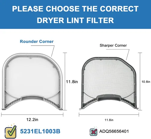 Miniatura 2 de AMI PARTS 5231EL1003B Filtro de pelusa para secadora compatible con pantalla de pelusa de ventilación de secadora Lg Reemplazar el filtro de pelusa