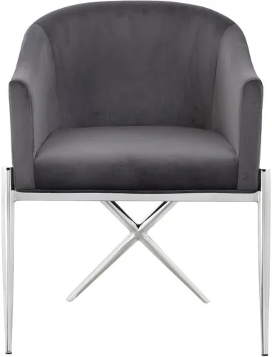 Miniatura 5 de Meridian Furniture Xavier Collection Modern Silla de comedor tapizada de terciopelo contemporáneo con patas de acero resistente en forma de X