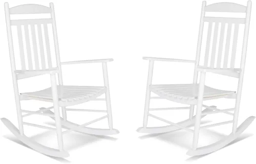 Miniatura 16 de Silla mecedora de madera moderna de Shine Company, balancín de porche ergonómico de asiento ancho, color negro
