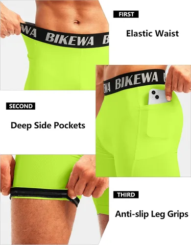 Miniatura 5 de Bikewa Ropa interior de ciclismo para hombre, con acolchado 3D, con bolsillos laterales