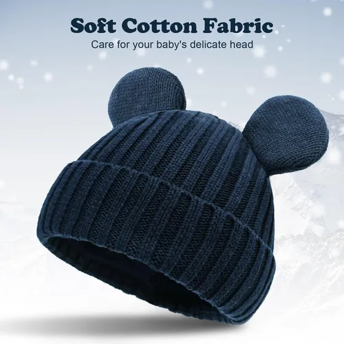 Miniatura 2 de RUIKUNA Gorro de invierno para niño pequeño, gorro de punto cálido para niña recién nacida, lindos sombreros para niños