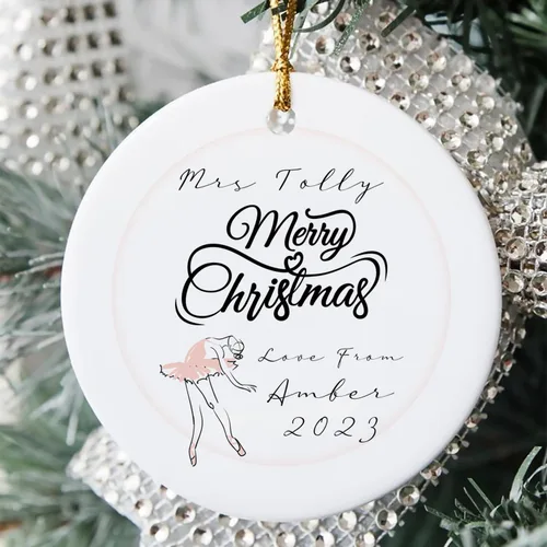 Miniatura 2 de Adorno con nombre personalizado, bailarina de ballet de Navidad, adorno personalizado para amantes del ballet, adornos de Navidad de ballerina