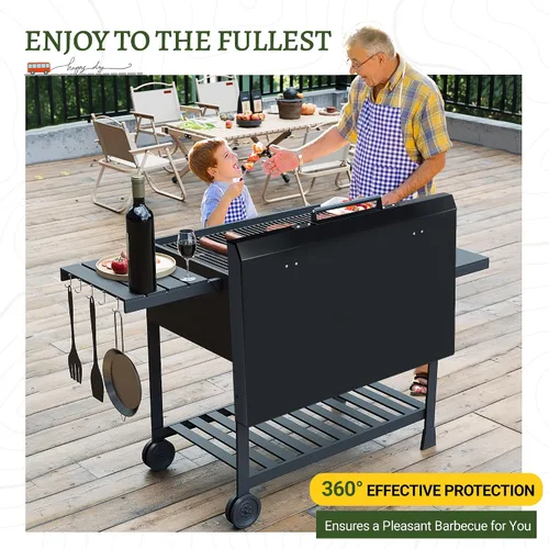 Miniatura 7 de HECASA Tapa dura para parrilla de 36 pulgadas, color negro, de aluminio, impermeable, compatible con Blackstone y más (sin chapado en diamante)