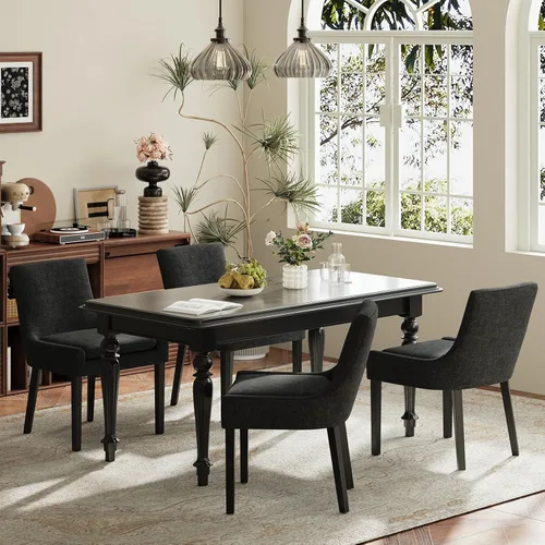 Miniatura 23 de MALOL Juego de 2 sillas de comedor tapizadas en corduroy con patas de madera, sillas de cocina laterales acolchadas de respaldo medio para comedor