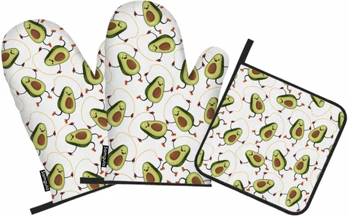 Miniatura 15 de Juego de manoplas de horno y soportes para ollas de hojas verdes, palmeras tropicales, exóticas, resistentes al calor, 3 piezas para cocinar