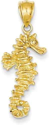 Miniatura 7 de Collar con colgante de caballito de mar 3D de oro amarillo de 14 quilates, joyería fina para mujer, regalos para ella