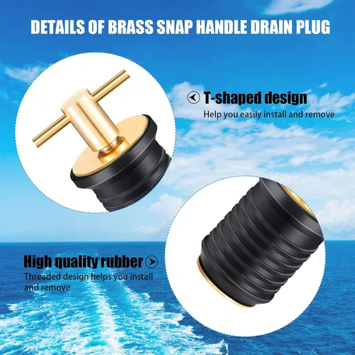 Miniatura 3 de Tapón de drenaje de barco con mango en T, tapón de drenaje de latón para barco marino de 1 pulgada