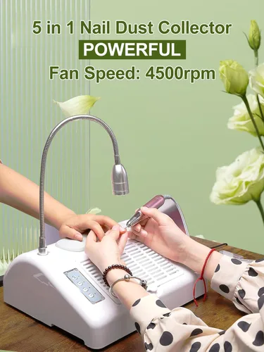 Miniatura 2 de Colector de polvo de uñas 5 en 1, máquina profesional de taladro eléctrico de uñas de 30000 rpm, lámpara de uñas LED UV para manicura en salón
