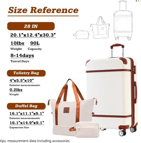 Miniatura 2 de Merax Equipaje rígido de 1 pieza, maleta rígida expandible, equipaje giratorio con bloqueo TSA ligero, Blanco-2