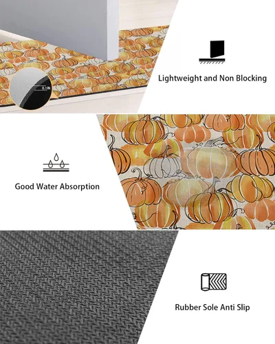 Miniatura 3 de Tapete de baño con diseño abstracto de calabazas para bañera, antideslizante, de secado rápido y absorbente, de tierra de diatomeas, para ducha
