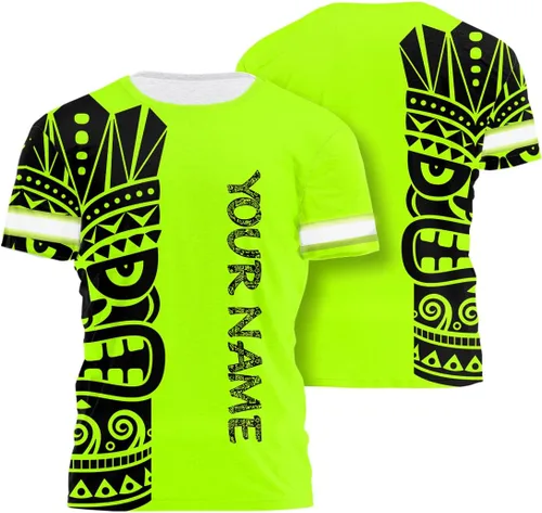 Camisa de Alta Visibilidad con Cráneo para Hombre, Camisas Reflectantes de Seguridad con Bandera de EE. UU., Nombre Personalizado para Ropa de
