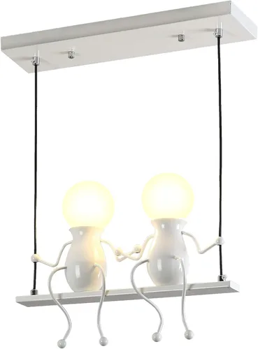 Iluminación colgante LED creativa, moderna, doble para personas pequeñas, lámpara colgante de techo, luces colgantes ajustables para dormitorio, de