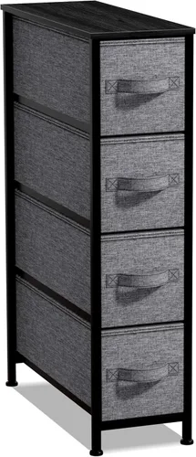 Miniatura 27 de Sorbus Cómoda Estrecha para Niños con 4 Cajones - Cajonera de Almacenamiento Vertical Delgada con Marco de Acero, Superficie de Madera y Tinte pastel