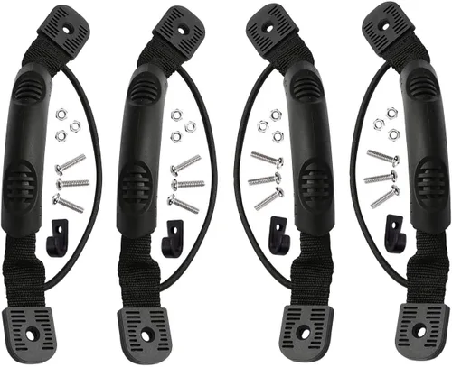 Asas de transporte para kayak, canoa y barco, asas de transporte con tornillos para kayak oceánico, emoción, kayaks, equipaje negro 4 unidades