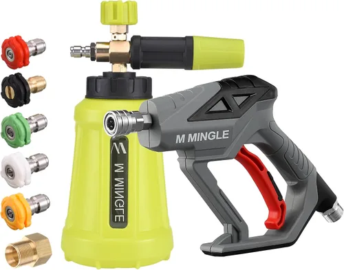 Miniatura 9 de M MINGLE Pistola de lavado de alta presión con cañón de espuma, cañón de espuma, accesorio de doble conector, kit de pistola de espuma de lavado
