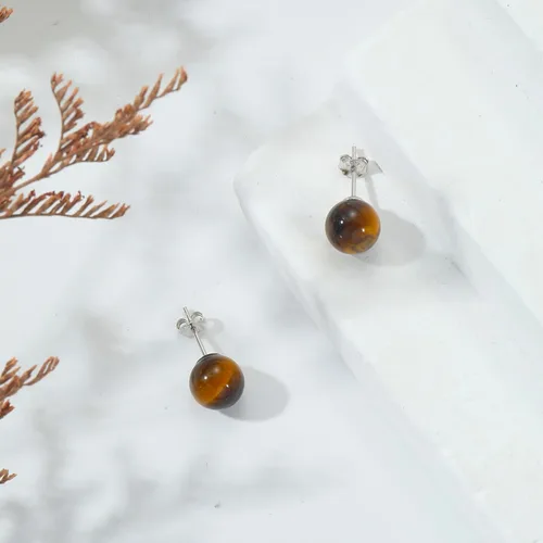 Miniatura 23 de Natural Stone Stud Earrings for Women 8mm Sterling Silver Genuine Gemstone Earrings Handmade Sterling Silver Crystal Stud Earrings for Women