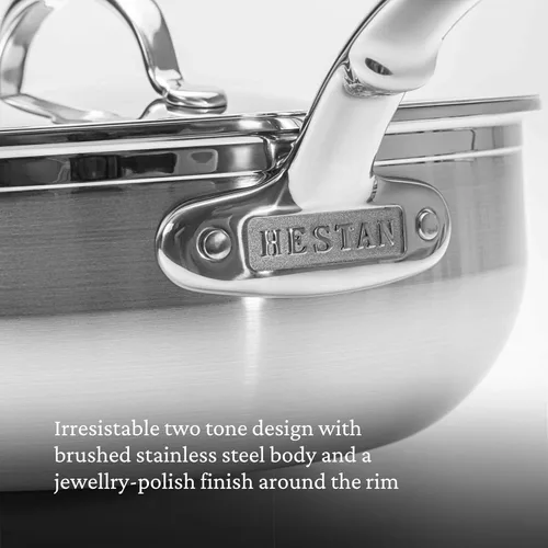 Miniatura 5 de Hestan ProBond TITUM forjado - Acero inoxidable revestido profesional, antiadherente, sartén esencial con tapa, 3.5 cuartos, compatible