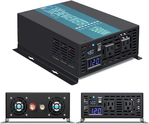 Miniatura 8 de WZRELB Inversor de corriente de onda sinusoidal pura de 2500W 48V 120V con 2 salidas de CA, inversor de coche