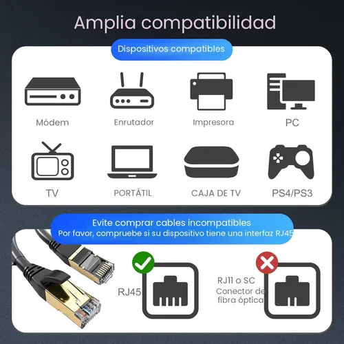 Miniatura 7 de DbillionDa - Cable Ethernet de categoría 8 (Cat8), para interiores y exteriores, 6 pies, resistente, de alta velocidad, 26 AWG, 2000 Mhz