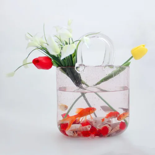 Miniatura 10 de Jarrón de cristal para bolso, bonito jarrón de cristal transparente para centros de mesa, dormitorio, decoración de mesa de oficina, eventos