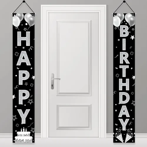 Suministros de fiesta de feliz cumpleaños, letrero de porche y decoración de fondo para hombres y mujeres, cumpleaños de 16 a 90 años