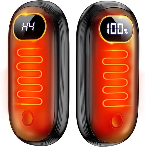 Calentadores de Manos Recargables - Calentadores de Manos Eléctricos Paquete de 2 con Calefacción de Doble Cara para 15Hrs de Calor, Pantalla LED y