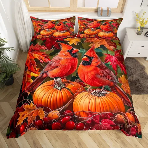 Miniatura 33 de Erosebridal Juego de funda de edredón individual de pavo de Acción de Gracias, juego de ropa de cama de calabaza y hojas de otoño para niños